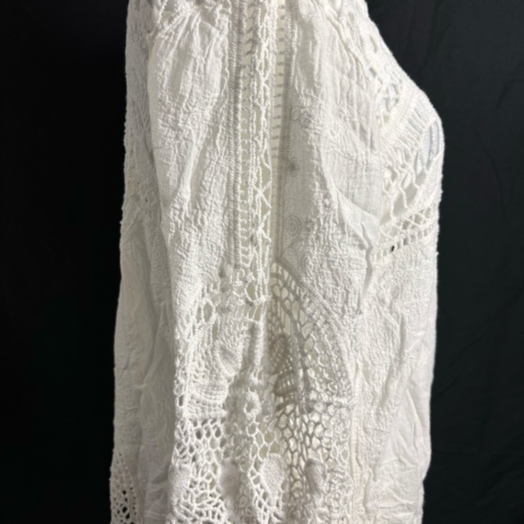 Womens open Knit Top Floral Pattern Dainty Cottagecore Country Chic Beachy SZ  M - Picture 6 of 9